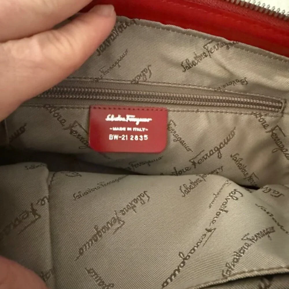Salvatore Ferragamo Gancini Hand Shoulder Bag Leather - Red